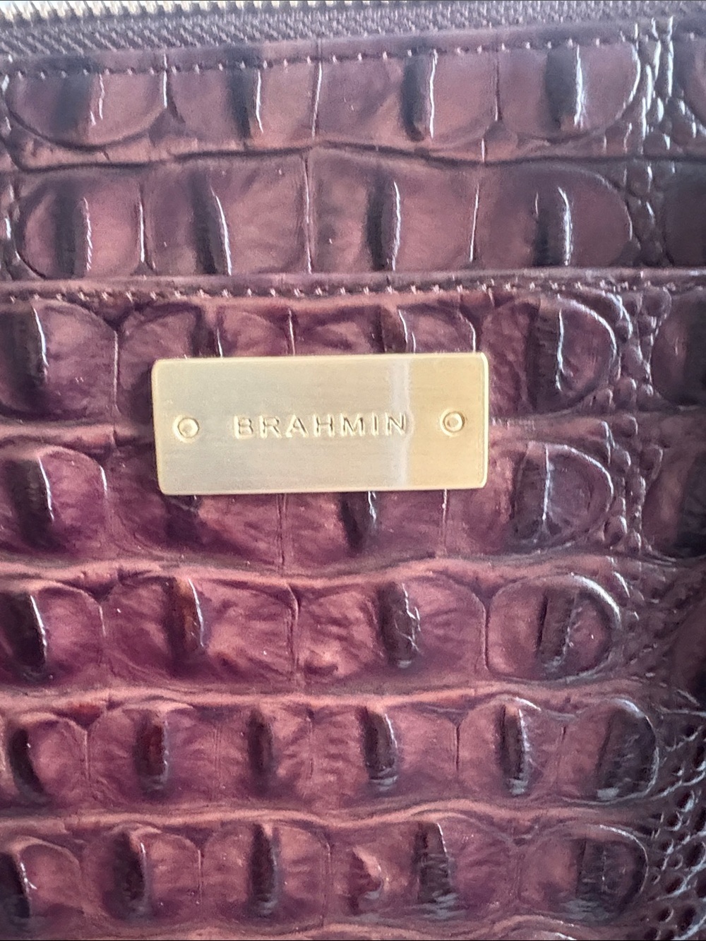 Brahmin Anywhere Tote- Truffle Melbourne Croc-Embossed Leather Tote in Brown - Picture 3 of 9